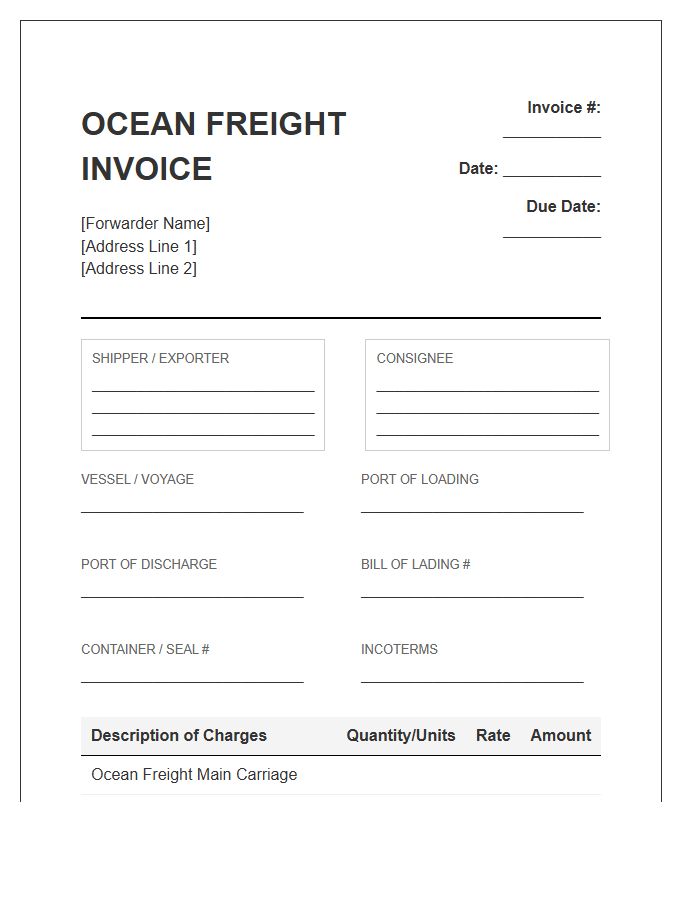International Ocean Freight Shipping Invoice Template