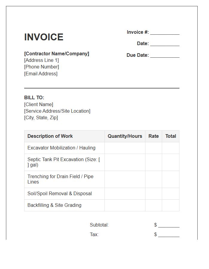 Septic Tank Digging Invoice Template