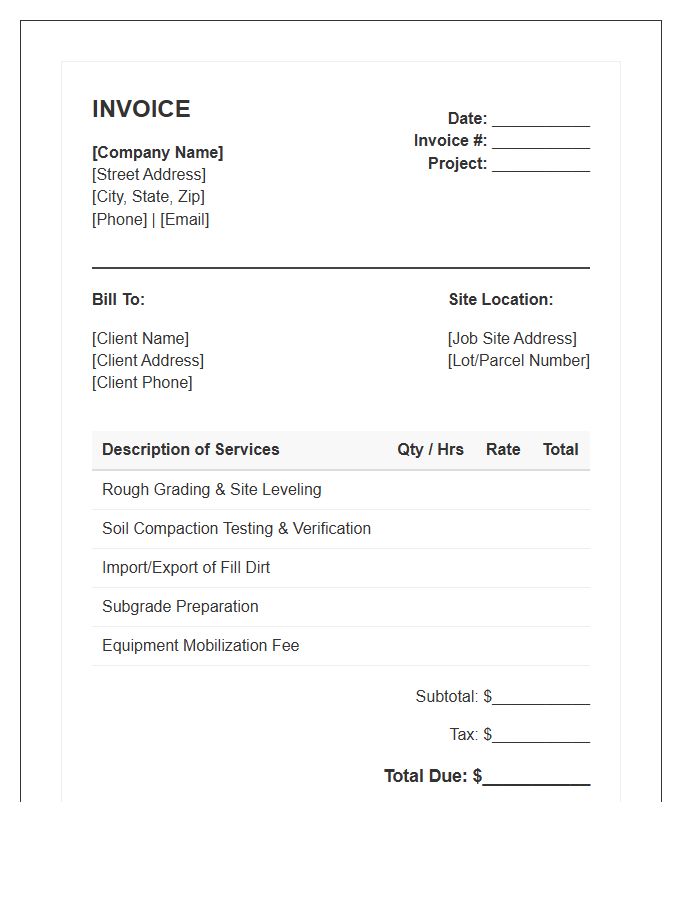 Soil Compaction And Grading Invoice Template