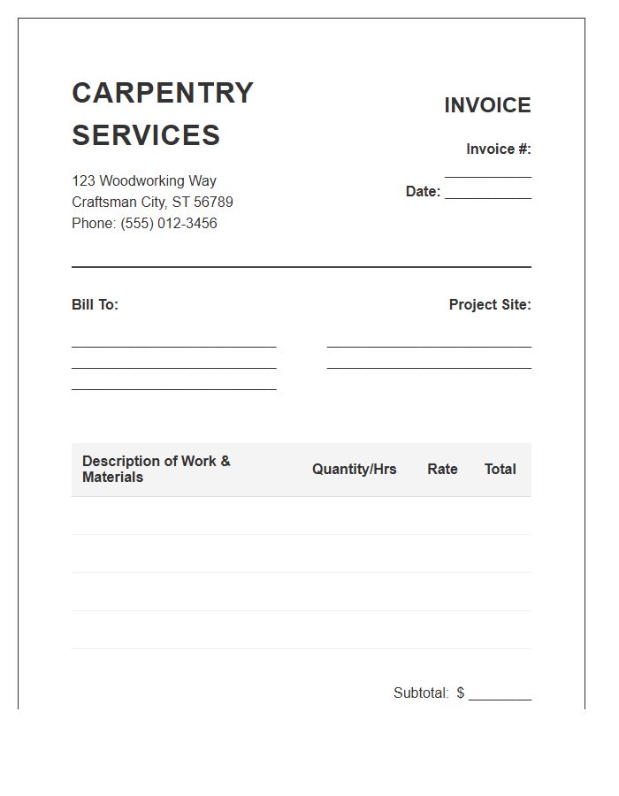 Professional Carpentry Service Invoice Template