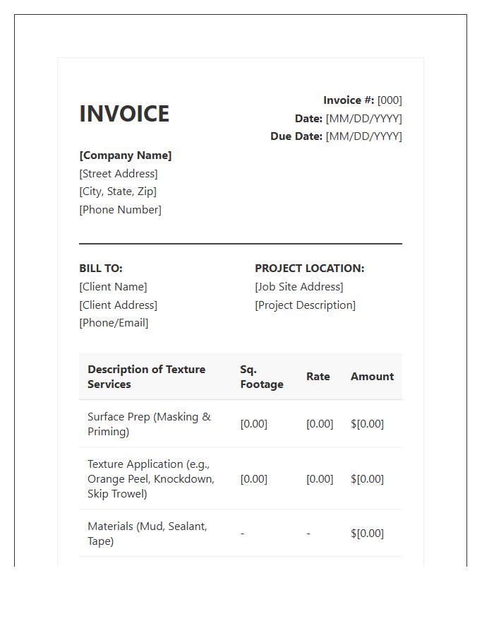Drywall Texture Application Invoice Template