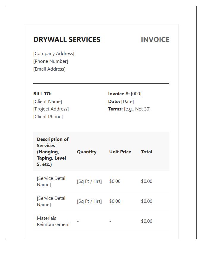 Professional Drywall Finishing Invoice Template