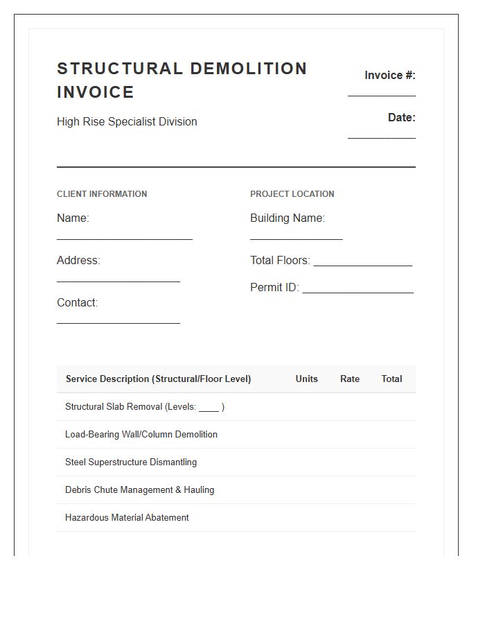 High Rise Structural Demolition Invoice Template