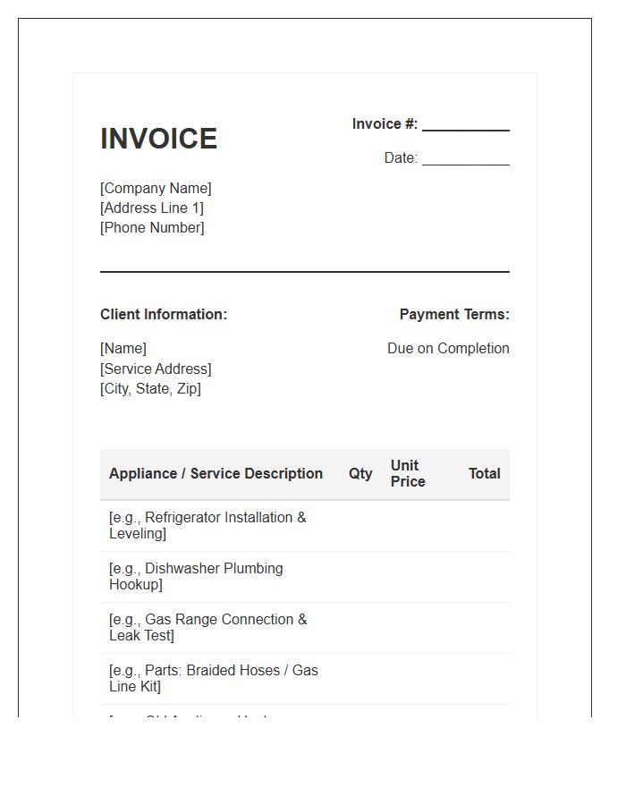 Kitchen Appliance Installation Invoice Template