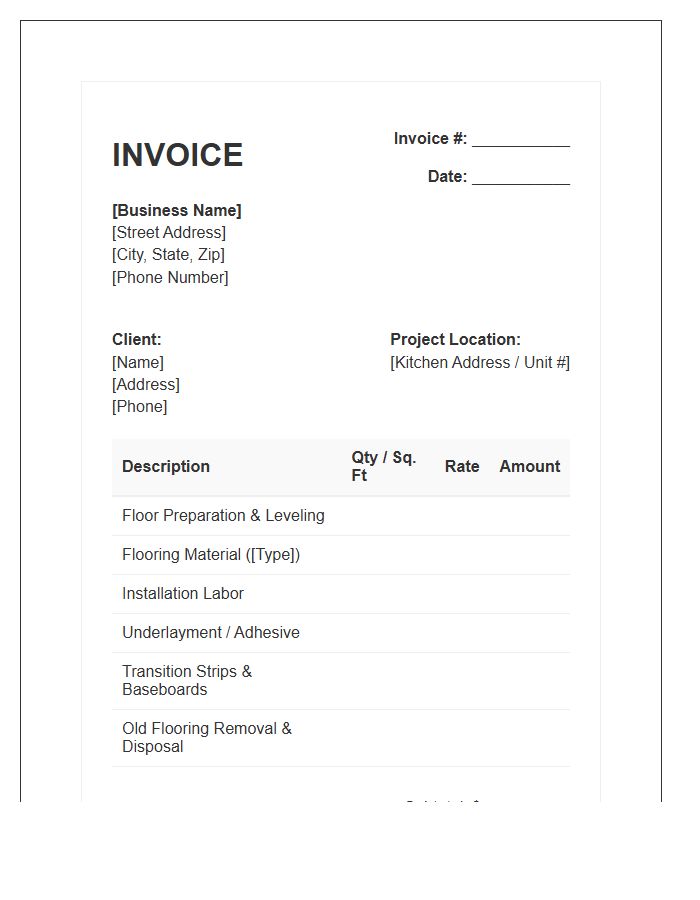 Kitchen Flooring Installation Invoice Template