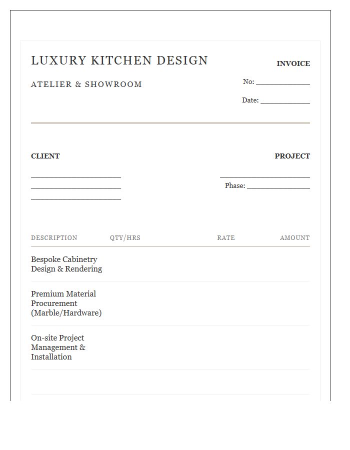 Luxury Kitchen Design Invoice Template