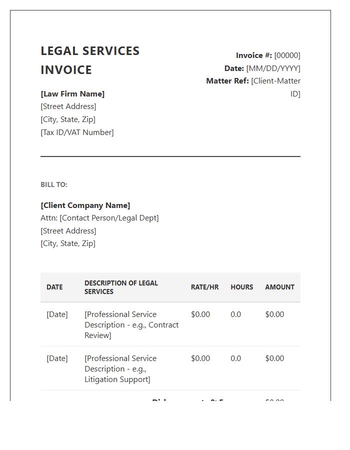 Corporate Legal Services Invoice Template