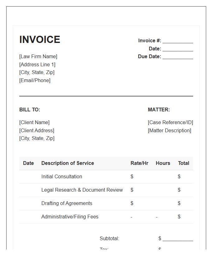 Legal Consultation Service Invoice Template