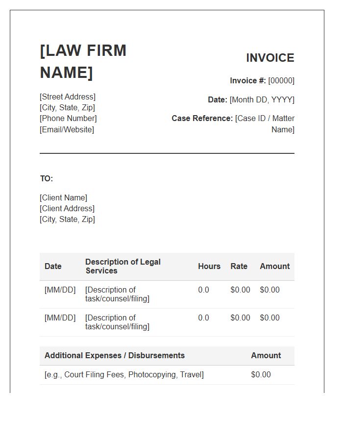 Legal Representation Invoice Template