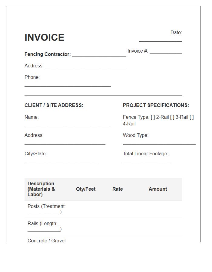 Post And Rail Fence Invoice Template