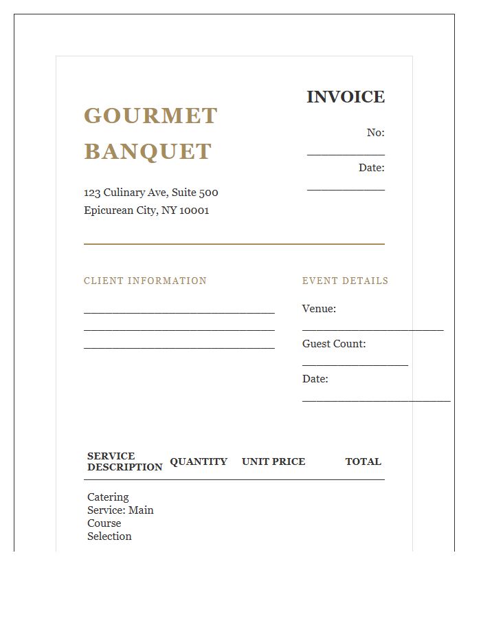 Gourmet Banquet Service Invoice Template