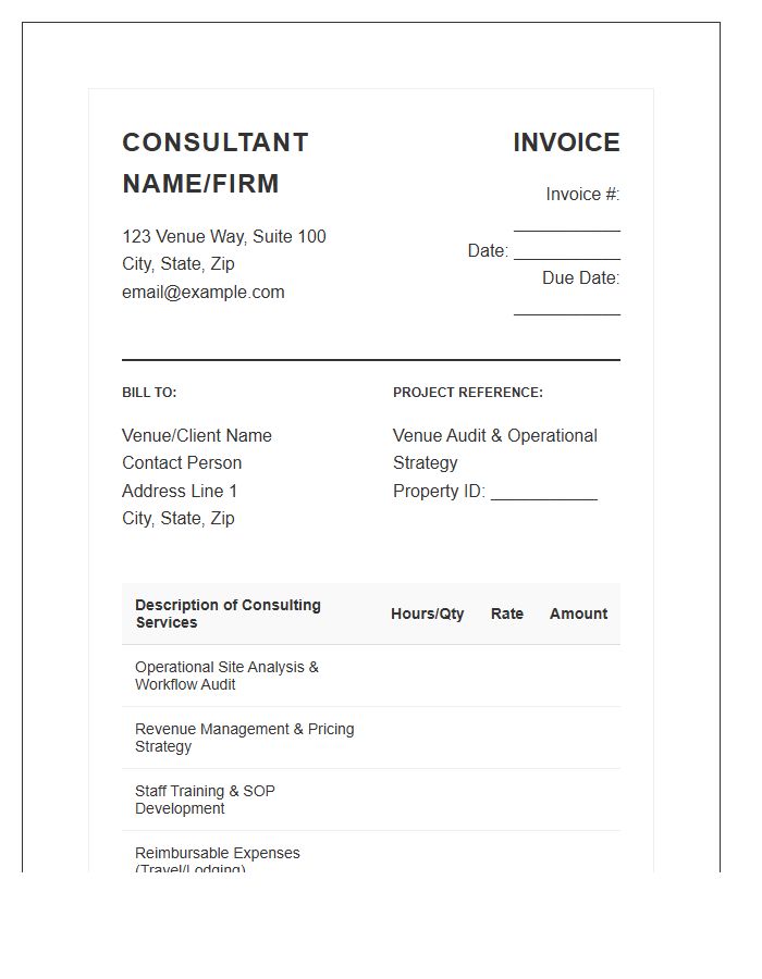 Event Venue Management Consulting Invoice Template
