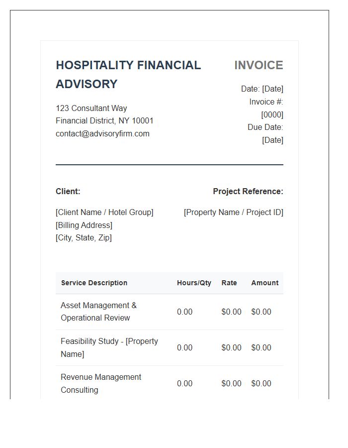 Hospitality Financial Advisory Consulting Invoice Template