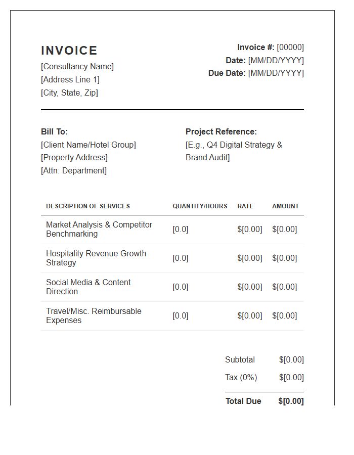 Hospitality Marketing Strategy Consulting Invoice Template