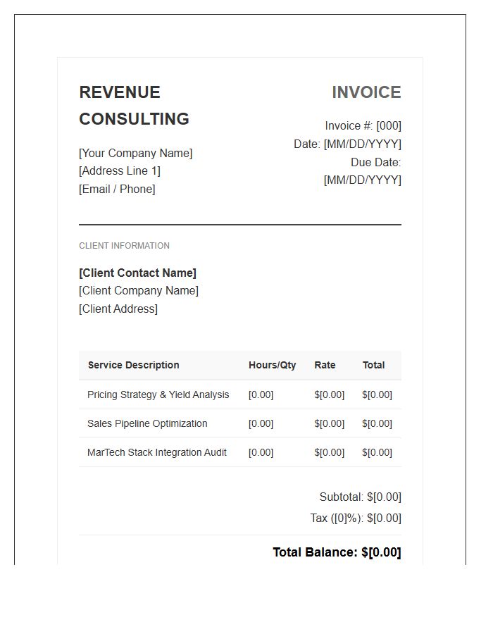 Revenue Optimization Consulting Invoice Template