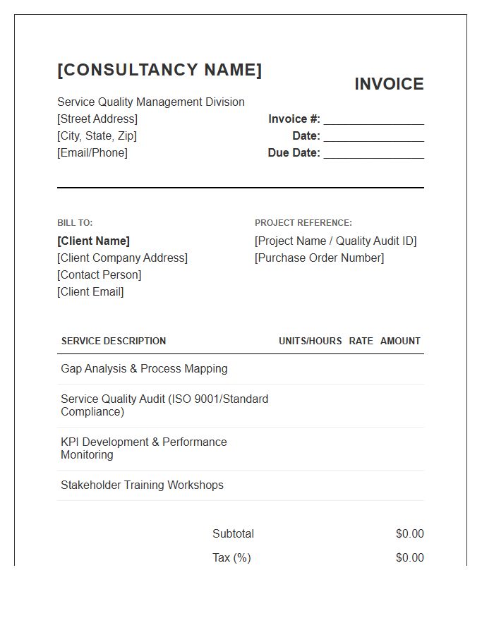 Service Quality Management Consulting Invoice Template