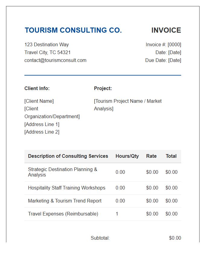 Tourism Management Consulting Invoice Template