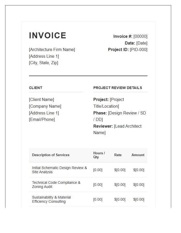 Architectural Design Review Invoice Template