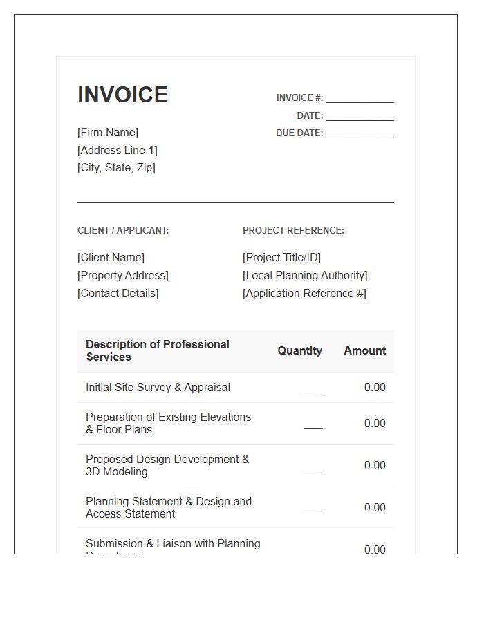 Architectural Planning Permission Invoice Template