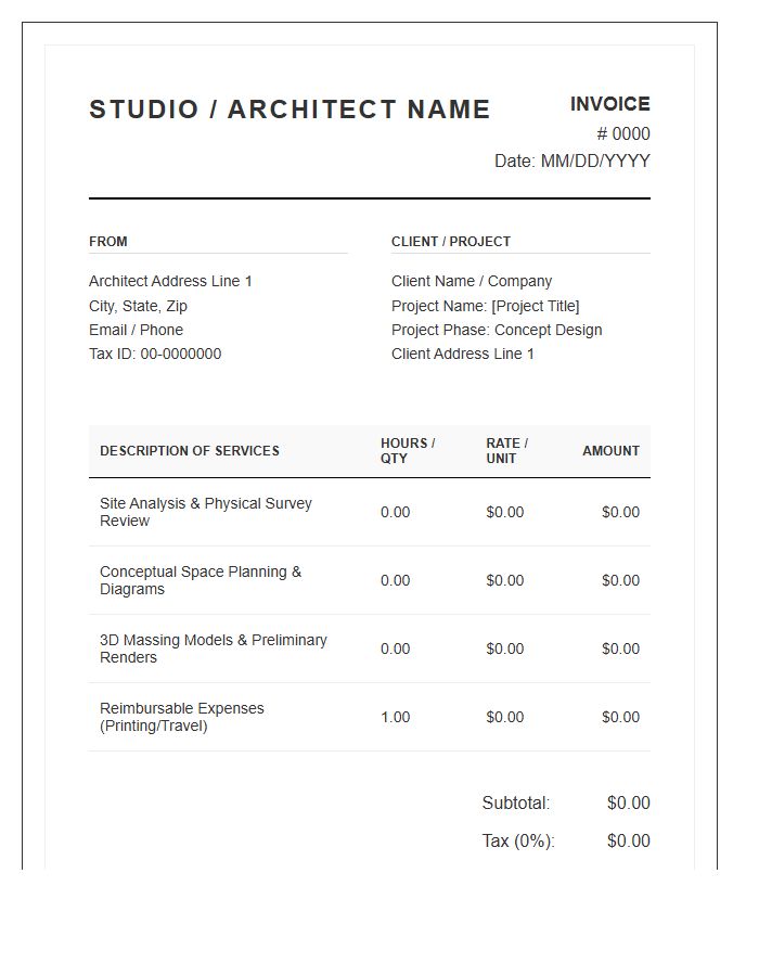 Concept Design Architectural Invoice Template
