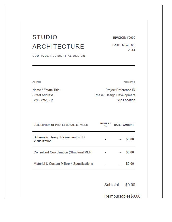 Luxury Residential Architecture Invoice Template