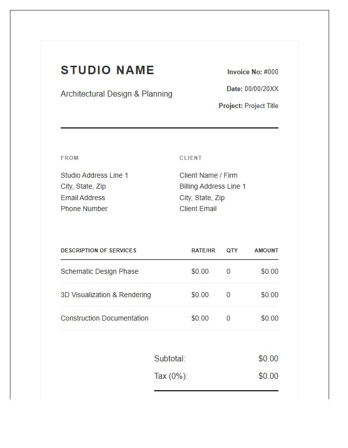 Modern Architectural Design Invoice Template