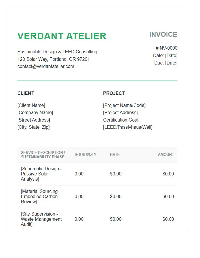 Sustainable Architecture Firm Invoice Template