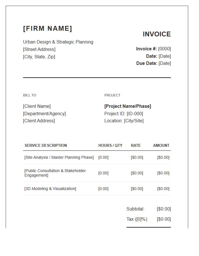 Urban Design Firm Invoice Template