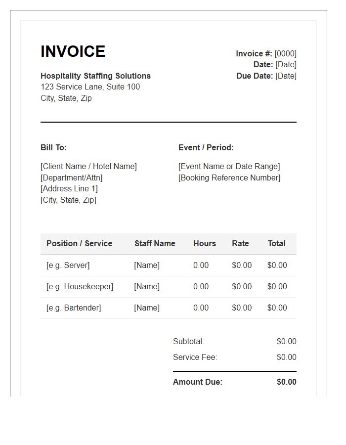 Hospitality Staffing Solutions Invoice Template