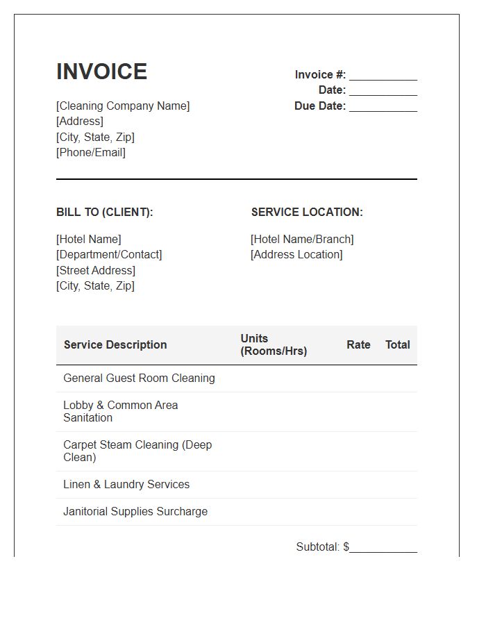 Janitorial Services For Hotels Invoice Template