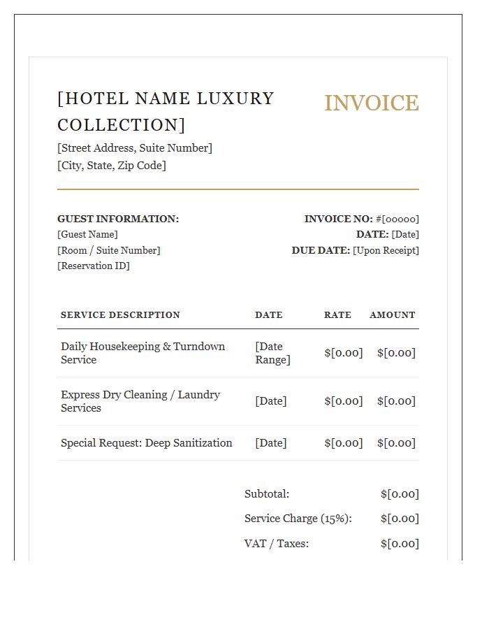 Luxury Hotel Maid Service Invoice Template
