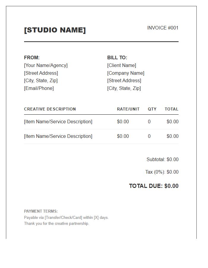 Advertising Design Creative Invoice Template