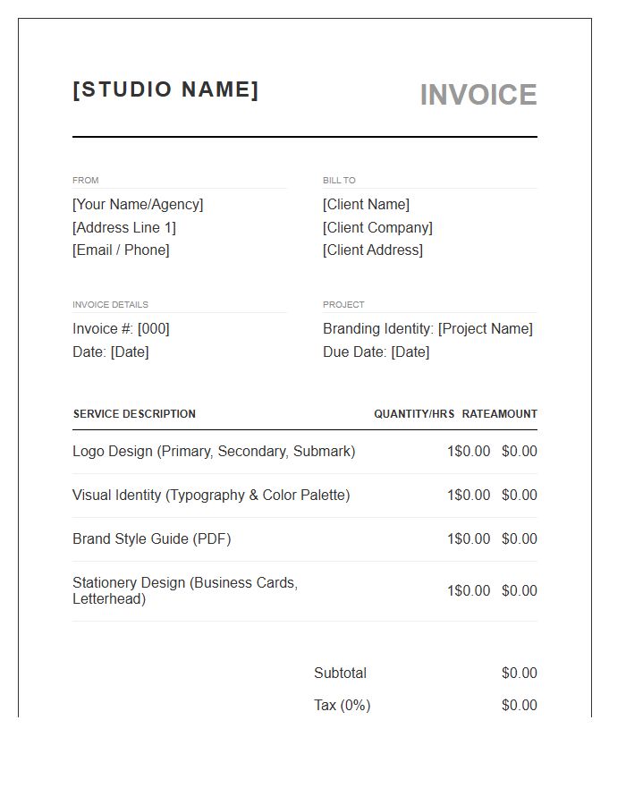Branding Identity Project Invoice Template