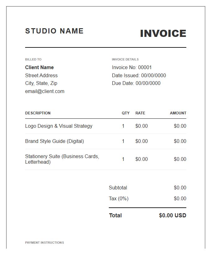 Corporate Identity Design Invoice Template