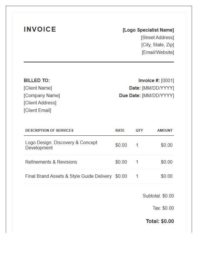 Logo Design Specialist Invoice Template