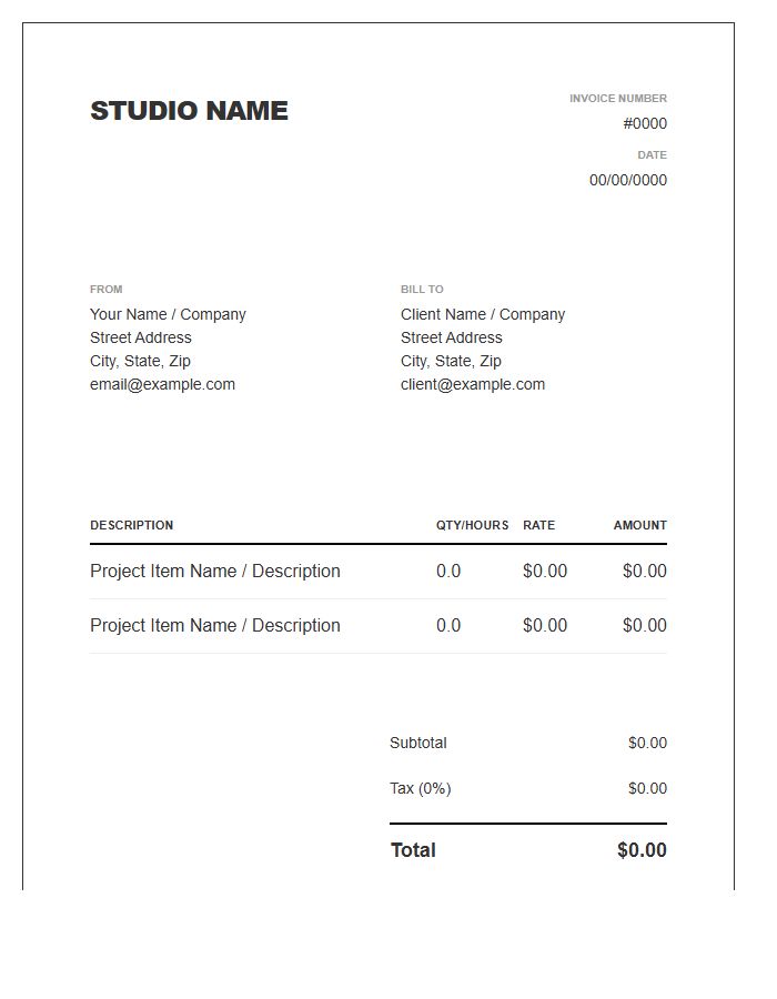 Minimalist Graphic Design Invoice Template
