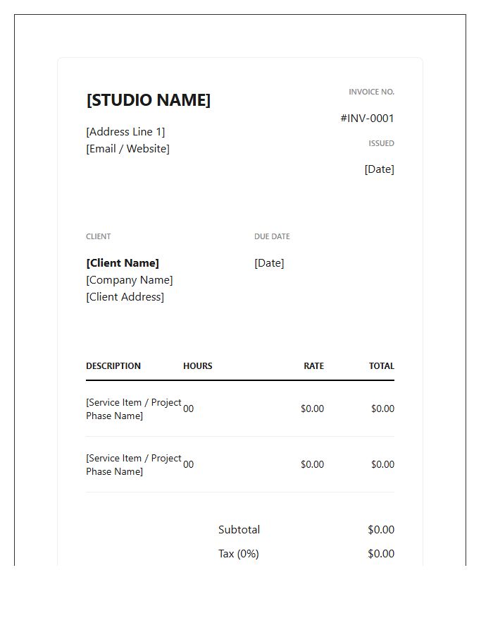 Modern Creative Studio Invoice Template