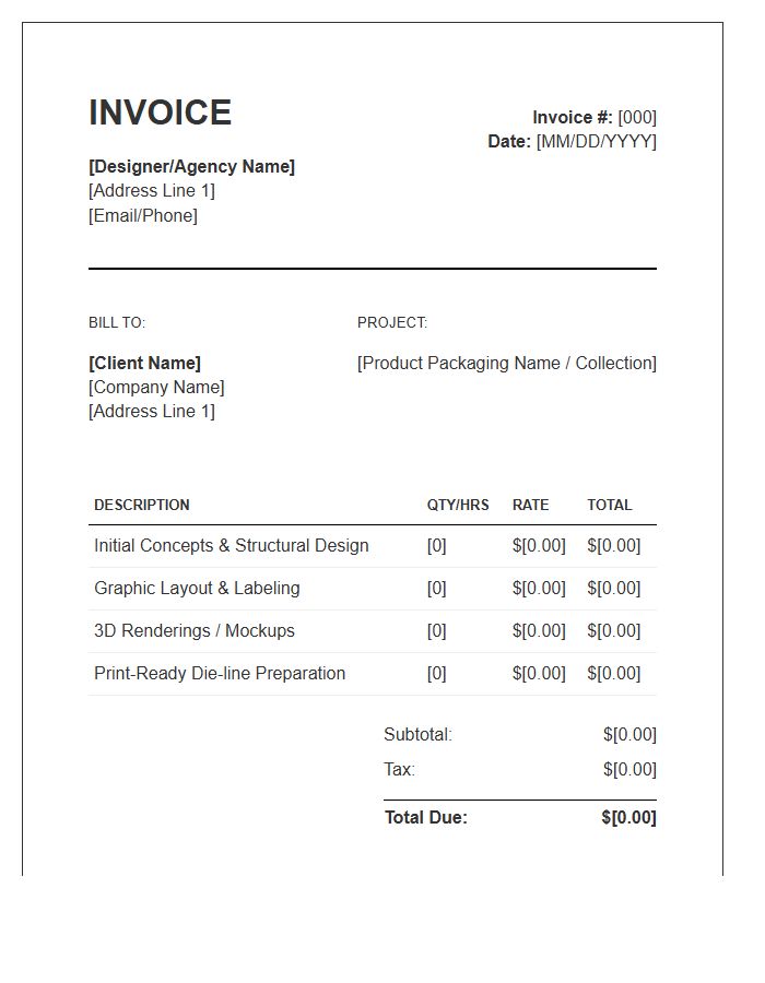 Product Packaging Design Invoice Template