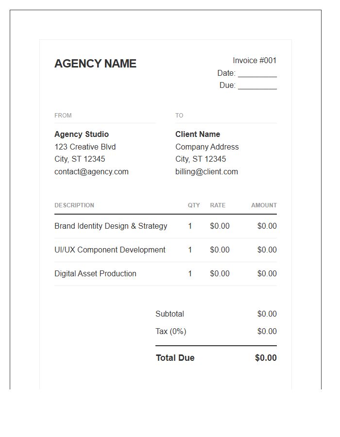 Professional Creative Agency Invoice Template
