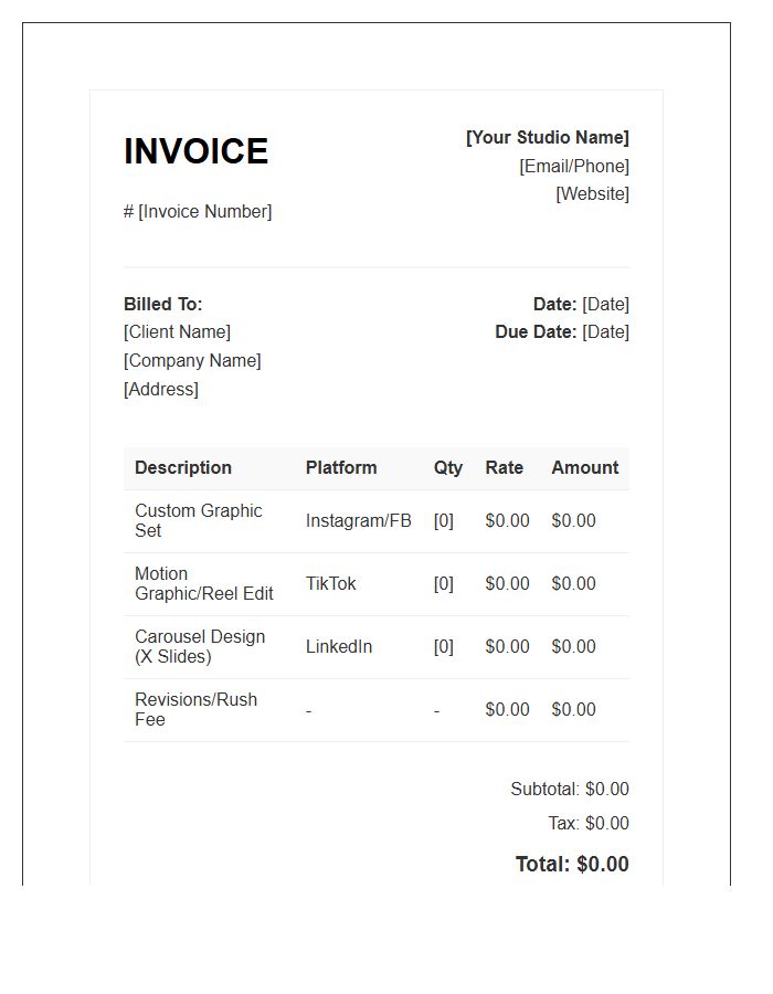 Social Media Graphic Invoice Template