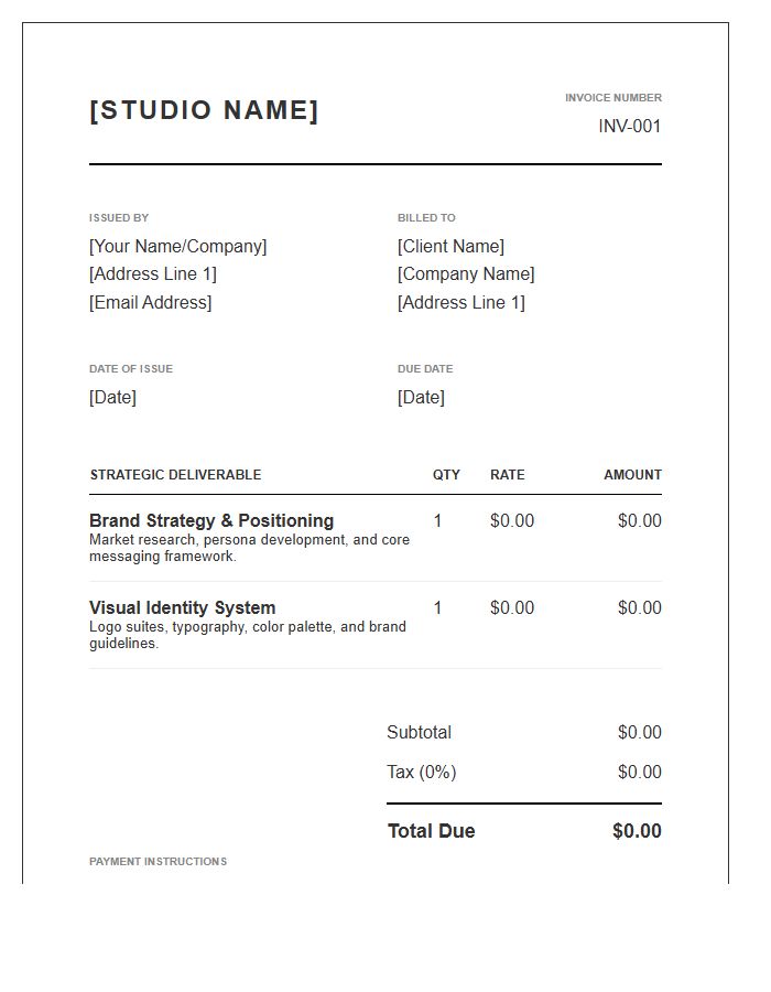 Strategic Brand Design Invoice Template