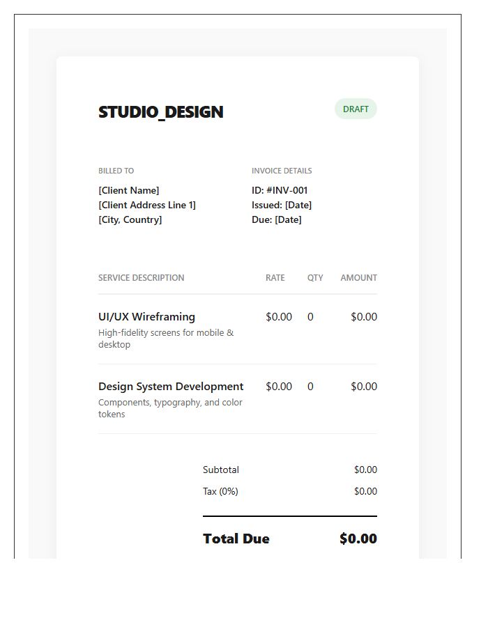 UI UX Creative Invoice Template