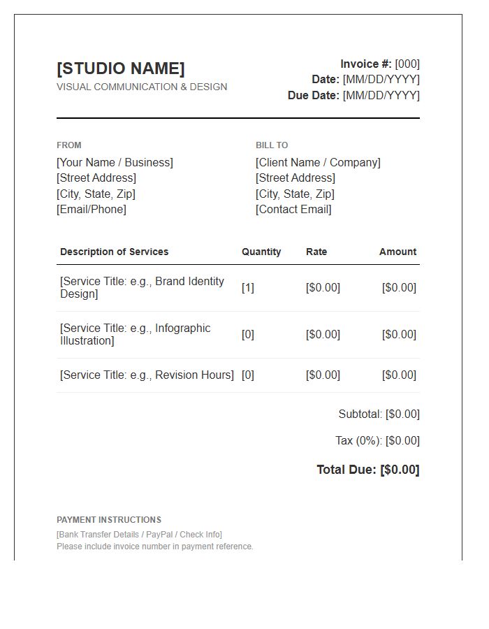 Visual Communication Service Invoice Template