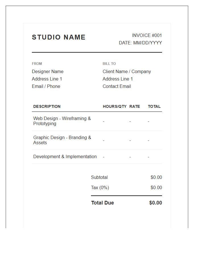 Web Design Graphic Invoice Template