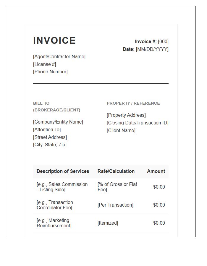 Independent Contractor Real Estate Invoice Template