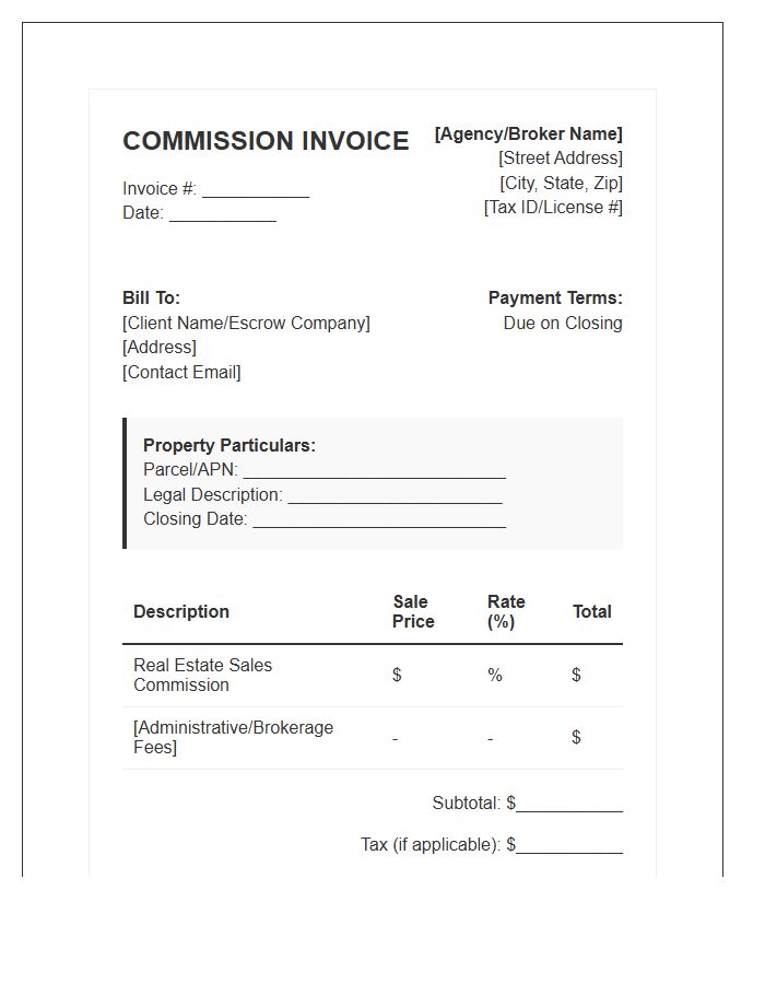 Land Sales Commission Invoice Template