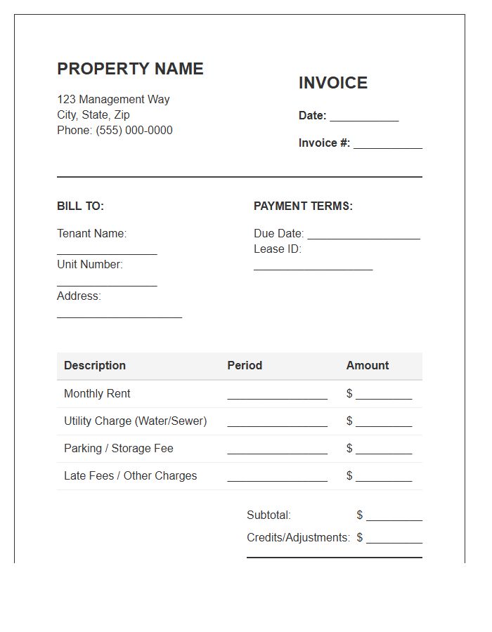 Multi Family Housing Invoice Template