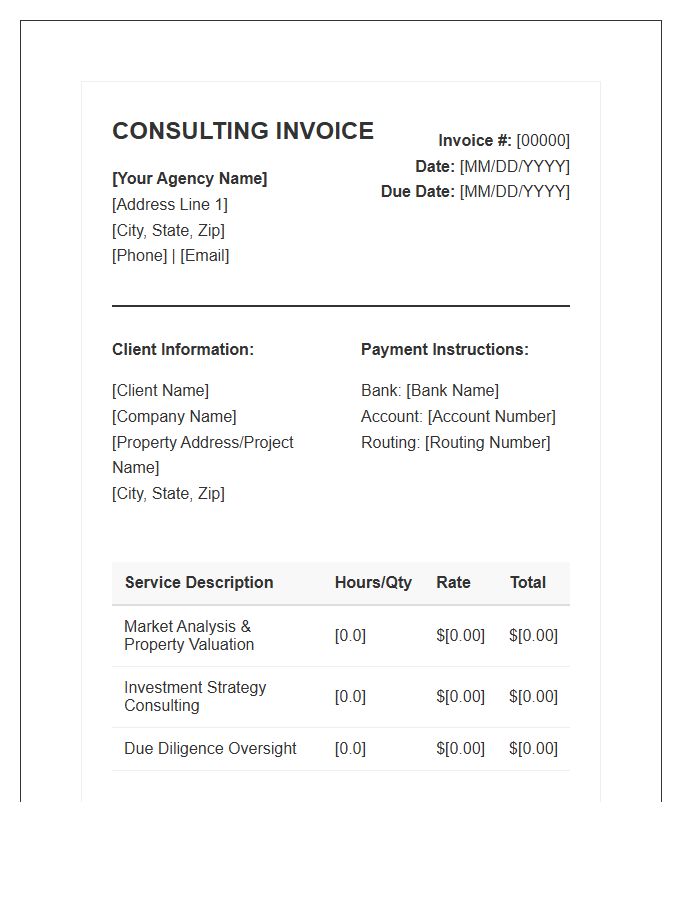Real Estate Consulting Fee Invoice Template