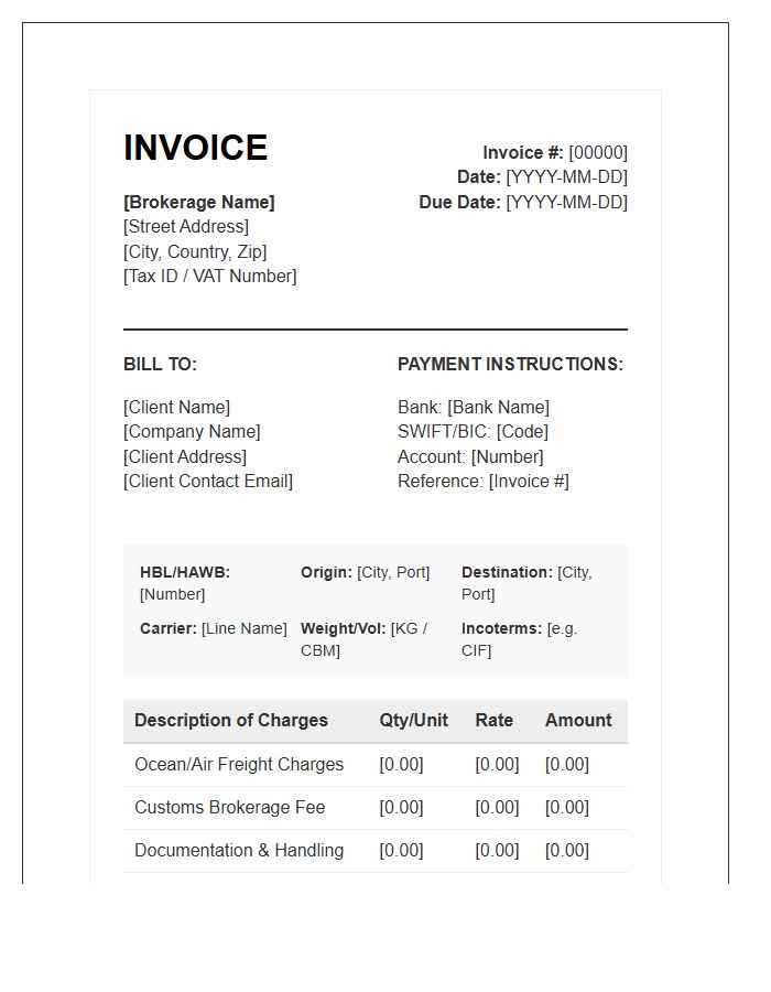 Global Logistics Broker Invoice Template