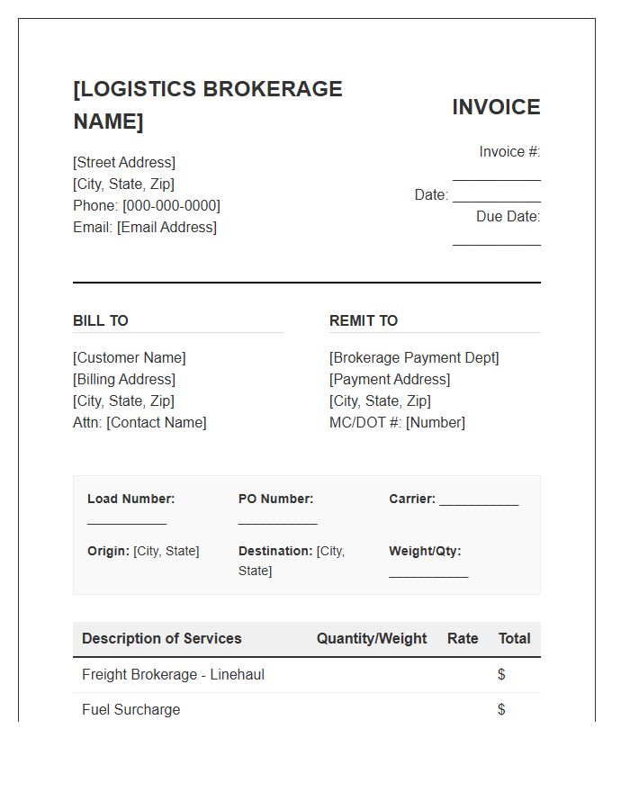 Logistics Brokerage Services Invoice Template